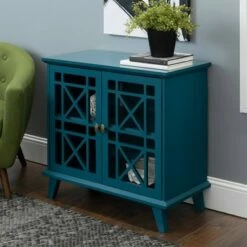 Versatile Fretwork Accent Storage Console - Saracina Home Blue