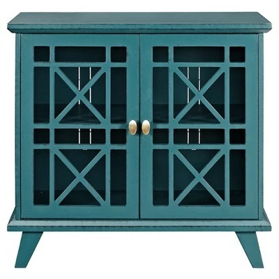 Versatile Fretwork Accent Storage Console - Saracina Home Blue 4 Versatile Fretwork Accent Storage Console - Saracina Home Blue - Image 2