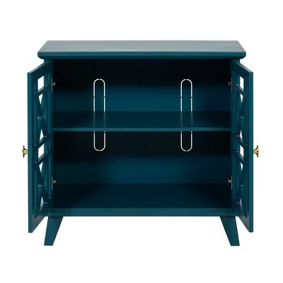 Versatile Fretwork Accent Storage Console - Saracina Home Blue 5 Versatile Fretwork Accent Storage Console - Saracina Home Blue - Image 3