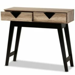 Wales Wood 2 Drawer Console Table Light Brown - Baxton Studio
