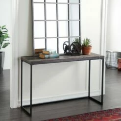Olivia & May Contemporary Metal Console Table Brown - Olivia & May
