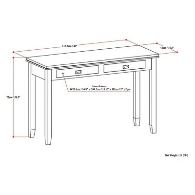 46" Medium Stratford Solid Wood Console Sofa Table - Wyndenhall Natural Aged Brown 8 46" Medium Stratford Solid Wood Console Sofa Table - Wyndenhall Natural Aged Brown - Image 6
