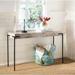 Eli Rectangle Console Table - Light Grey/Black - Safavieh