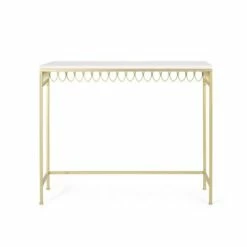 Breu Modern Glam Console Table with Petal Accents Gold/White - Christopher Knight Home -Console Tables Sales unnamed file 1309