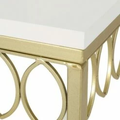 Breu Modern Glam Console Table with Petal Accents Gold/White - Christopher Knight Home -Console Tables Sales unnamed file 1311