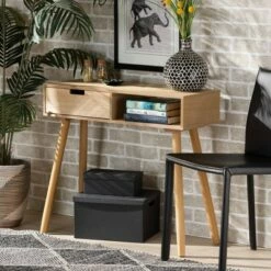 Elwyn Wood 1 Drawer Console Table Light Brown - Baxton Studio -Console Tables Sales unnamed file 1398