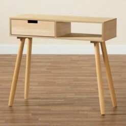 Elwyn Wood 1 Drawer Console Table Light Brown - Baxton Studio -Console Tables Sales unnamed file 1399