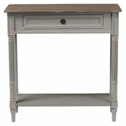 Edouard French Provincial Style Console Table with 1 Drawer - White/Light Brown - Baxton Studio
