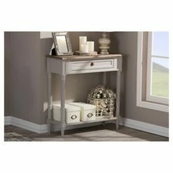 Edouard French Provincial Style Console Table with 1 Drawer - White/Light Brown - Baxton Studio -Console Tables Sales unnamed file 1459