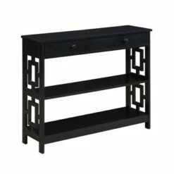 Town Square 1 Drawer Console Table with Shelves - Breighton Home Black -Console Tables Sales unnamed file 1464