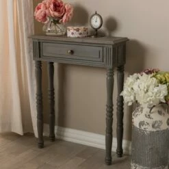 Noemie Country Cottage Farmhouse Finished 1 Drawer Console Table Brown - Baxton Studio -Console Tables Sales unnamed file 1478
