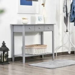 HOMCOM Console Table Industrial Desk with Drawer Bottom Shelf & Large Tabletop for Pictures Great for the Entryway -Console Tables Sales unnamed file 1569