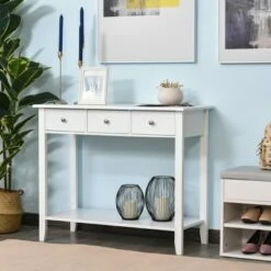 HOMCOM Console Table Industrial Desk with Drawer Bottom Shelf & Large Tabletop for Pictures Great for the Entryway -Console Tables Sales unnamed file 1570