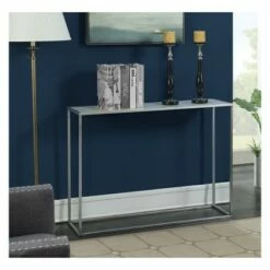 Gold Coast Faux Marble Console Table Faux Marble/Silver - Breighton Home