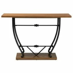 Leigh Distressed Wood and Metal Finished Entryway Console Table Brown/Black - Baxton Studio