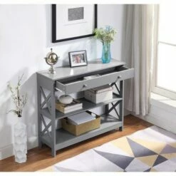 31.5" Oxford 1 Drawer Console Table Gray - Breighton Home -Console Tables Sales unnamed file 1725