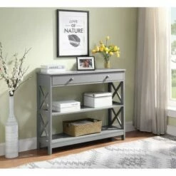 31.5" Oxford 1 Drawer Console Table Gray - Breighton Home -Console Tables Sales unnamed file 1726