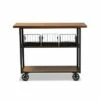 Felix Industrial Farmhouse Wood and Black Metal Console Cart Walnut Brown - Baxton Studio -Console Tables Sales unnamed file 1766