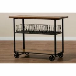 Felix Industrial Farmhouse Wood and Black Metal Console Cart Walnut Brown - Baxton Studio 15 Felix Industrial Farmhouse Wood and Black Metal Console Cart Walnut Brown - Baxton Studio -Console Tables Sales unnamed file 1772