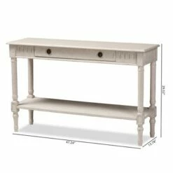 Ariella Whitewashed 1 Drawer Console Table White - Baxton Studio -Console Tables Sales unnamed file 1793