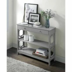 Omega 1 Drawer Console Table Gray - Breighton Home -Console Tables Sales unnamed file 1811