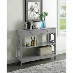 Omega 1 Drawer Console Table Gray - Breighton Home -Console Tables Sales unnamed file 1812