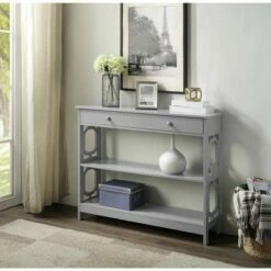 Omega 1 Drawer Console Table Gray - Breighton Home -Console Tables Sales unnamed file 1813