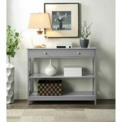 Omega 1 Drawer Console Table Gray - Breighton Home -Console Tables Sales unnamed file 1814