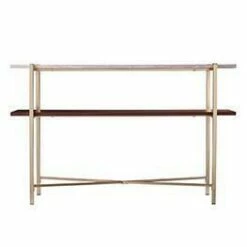Amelia Faux Marble Console Table with Storage Brass - Aiden Lane