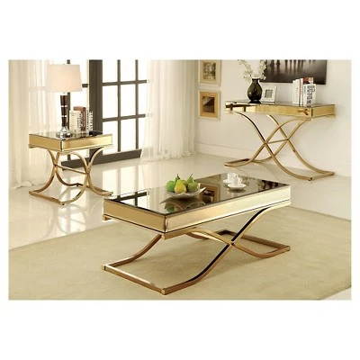 Sunkissed Modern Mirrored Sofa Table Brass - HOMES: Inside + Out 4 Sunkissed Modern Mirrored Sofa Table Brass - HOMES: Inside + Out - Image 2
