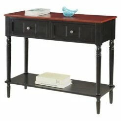 French Country Two Drawer Hall Table Black/Cherry - Breighton Home