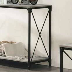 Rosslea Lower Shelf Sofa Table Black/Gray - HOMES: Inside + Out -Console Tables Sales unnamed file 1981