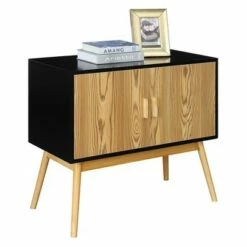 Oslo Storage Console Wood Grain/Gray/Black - Breighton Home