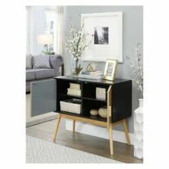 Oslo Storage Console Wood Grain/Gray/Black - Breighton Home -Console Tables Sales unnamed file 2016