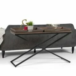 50" Poulton Solid Aged Elm Wood Console Table Distressed Natural Elm - WyndenHall