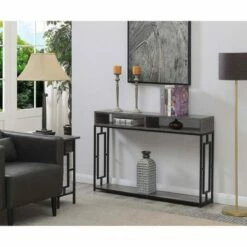 Town Square Deluxe 2 Tier Console Table Weathered Gray/Black - Breighton Home