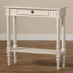 Ariella Whitewashed 1 Drawer End Table White - Baxton Studio -Console Tables Sales unnamed file 2148