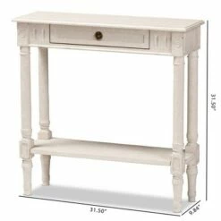Ariella Whitewashed 1 Drawer End Table White - Baxton Studio -Console Tables Sales unnamed file 2149