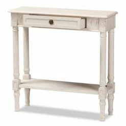 Ariella Whitewashed 1 Drawer End Table White - Baxton Studio -Console Tables Sales unnamed file 2150