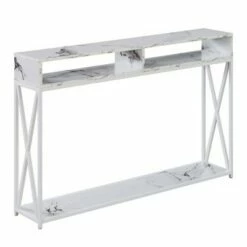 Tucson Deluxe Console Table with Shelf - Breighton Home White Faux Marble/white -Console Tables Sales unnamed file 2172