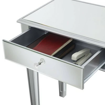 Gold Coast Deluxe 2 Drawer Mirrored Desk Console Table Silver - Breighton Home 6 Gold Coast Deluxe 2 Drawer Mirrored Desk Console Table Silver - Breighton Home - Image 4