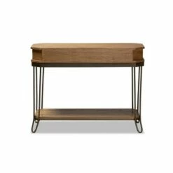 3 Drawer Kellyn Vintage Rustic Industrial Wood and Metal Console Table Brown/Black - Baxton Studio -Console Tables Sales unnamed file 2209