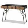 3 Drawer Santo Metal and Oak Finished Wood Console Table Black/Walnut Brown - Baxton Studio -Console Tables Sales unnamed file 2278