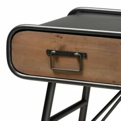 3 Drawer Santo Metal and Oak Finished Wood Console Table Black/Walnut Brown - Baxton Studio -Console Tables Sales unnamed file 2281