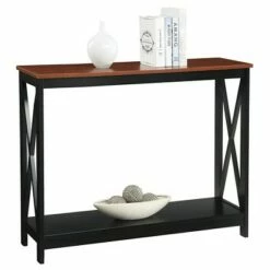 Oxford Console Table Cherry/Black - Breighton Home