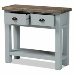 Hastin Two-Tone Wood 2 Drawer Console Table Brown/Gray - Baxton Studio