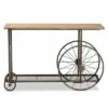 Terence Vintage Industrial Natural Wood and Metal Wheeled Console Table Black - Baxton Studio