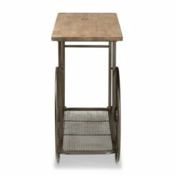 Terence Vintage Industrial Natural Wood and Metal Wheeled Console Table Black - Baxton Studio -Console Tables Sales unnamed file 2314