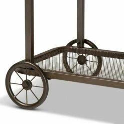 Terence Vintage Industrial Natural Wood and Metal Wheeled Console Table Black - Baxton Studio -Console Tables Sales unnamed file 2315