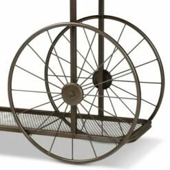 Terence Vintage Industrial Natural Wood and Metal Wheeled Console Table Black - Baxton Studio -Console Tables Sales unnamed file 2316